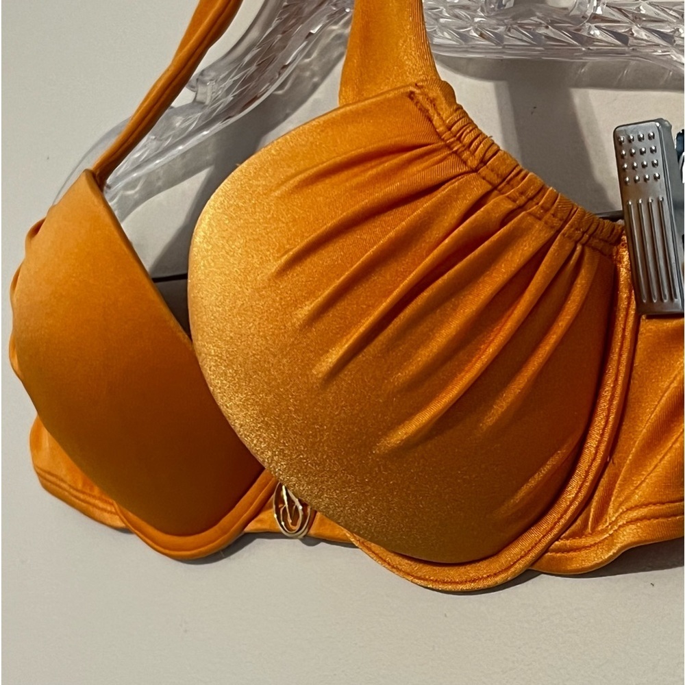 Victoria’s Secret Swim Orange Bombshell Halter Padded Bikini Bathing Suit Top - Picture 3 of 13